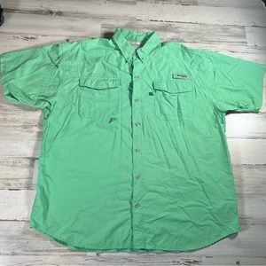 Columbia PFG Men’s Distant Water SS Green Button Shirt Fishing Size XL
